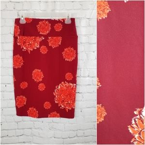 ⭐️4/$20 Lularoe Cassie Skirt Red with Orange Flowers